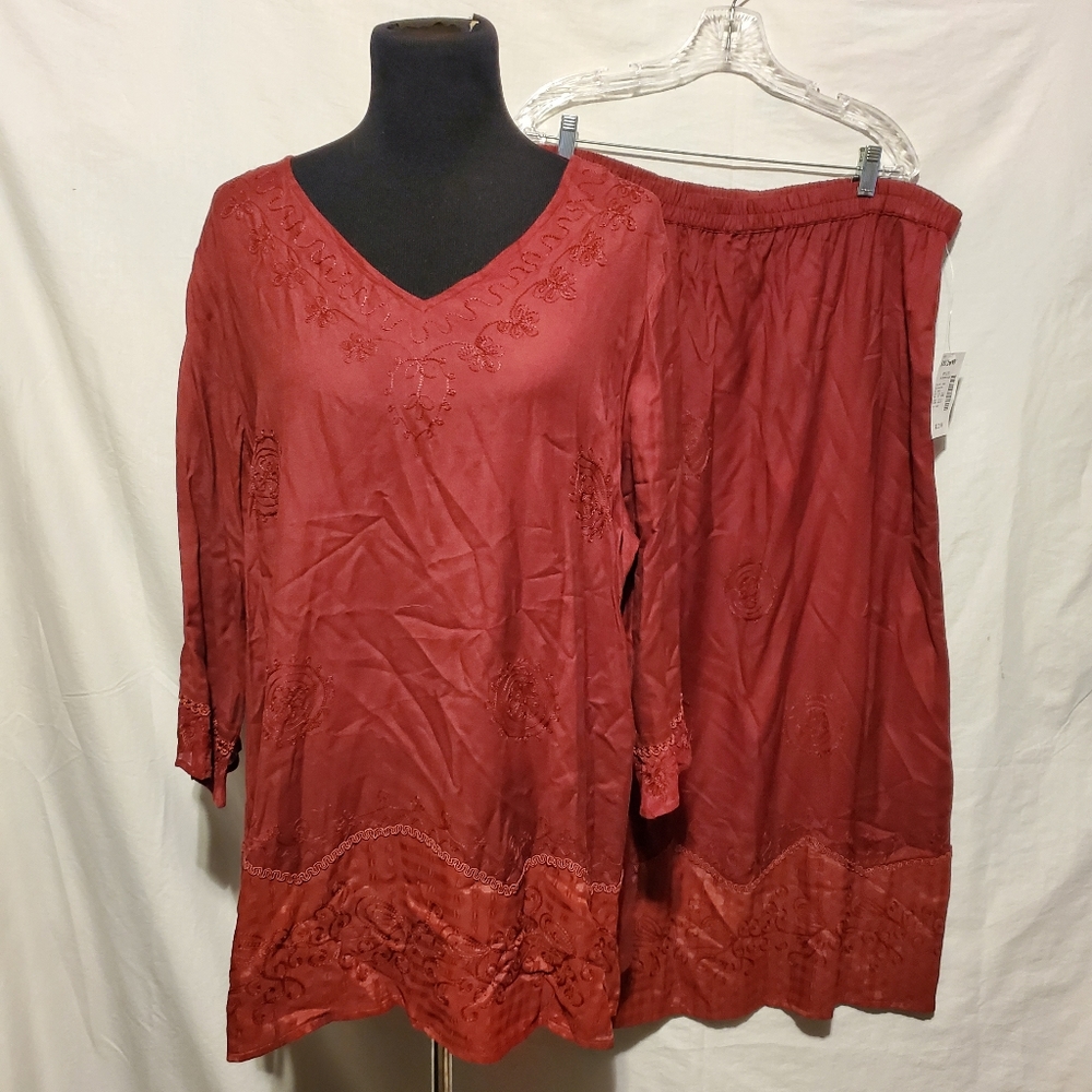NWT Studio 1940 Plus Size Embroidered Skirt & Top Set Sz 18-24